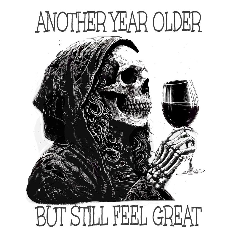 Birthday Wine Drinking Skeleton