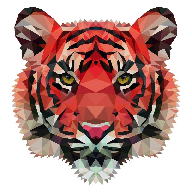 Tiger Polygon wild Löwe rot Raubkatze Geschenk