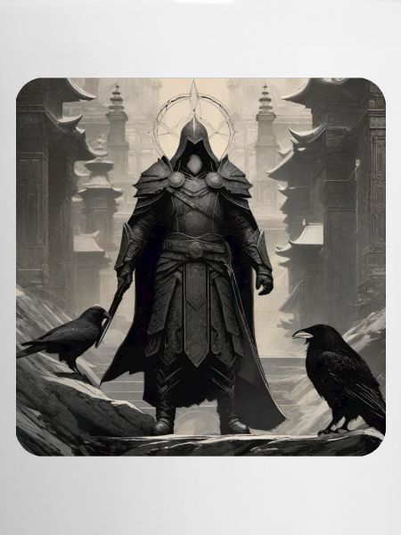 Proud dark knight with ravens