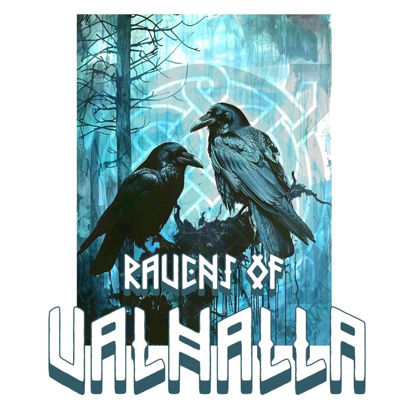 Walhalla Wikinger Symbol mit 2 Raben