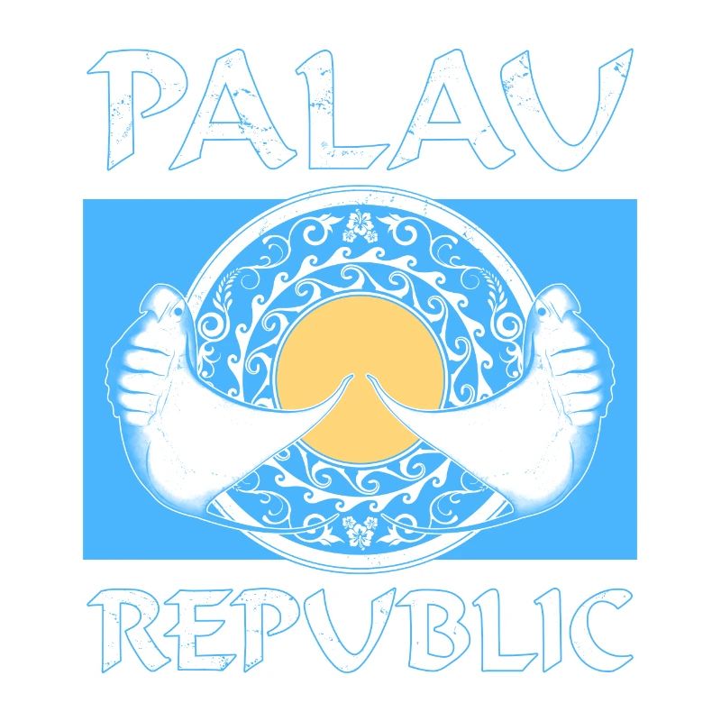 Palau Flag Manta Rays
