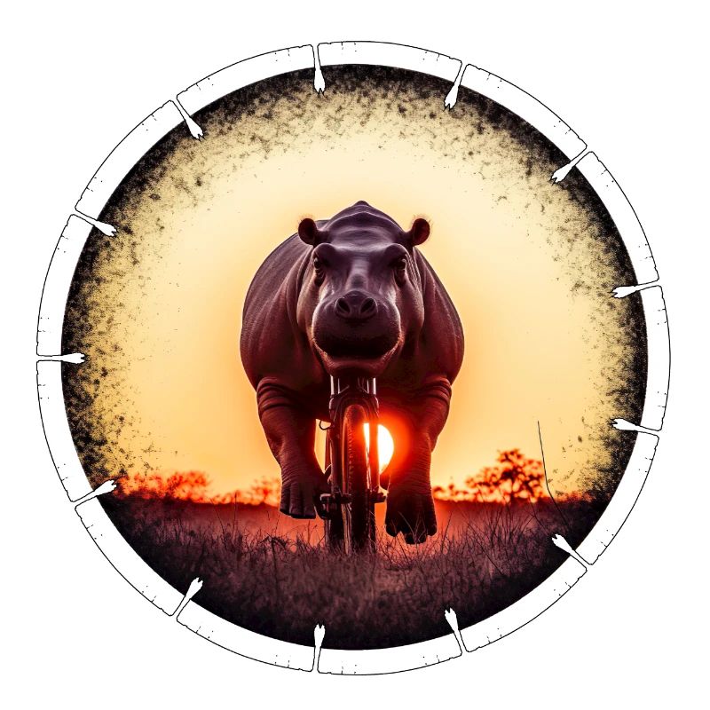 A hippopotamus on a bicycle