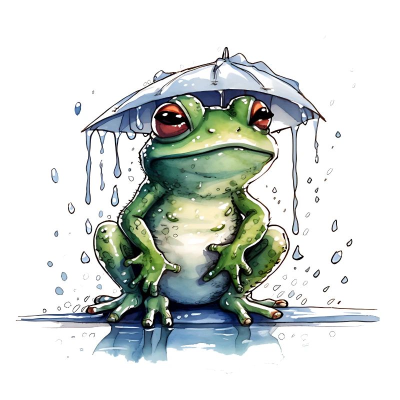 Frog under the umbrella