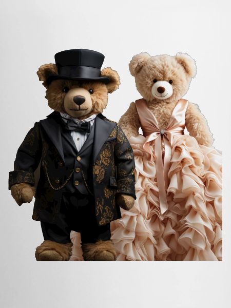 Two teddy bears newly married