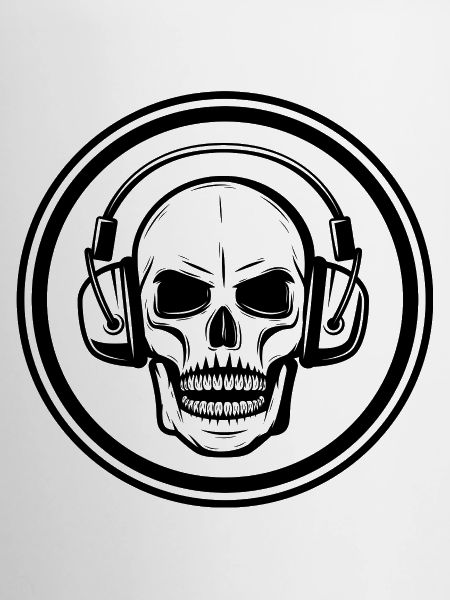 cool skull with headphones