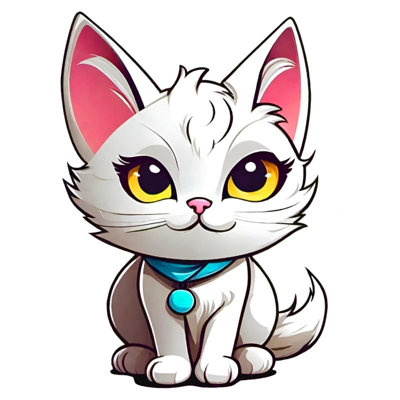 Chat blanc mignon