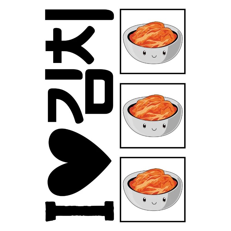 Chemise Corée, 김치 I Love Kimchi Hangul Tee, Coréen