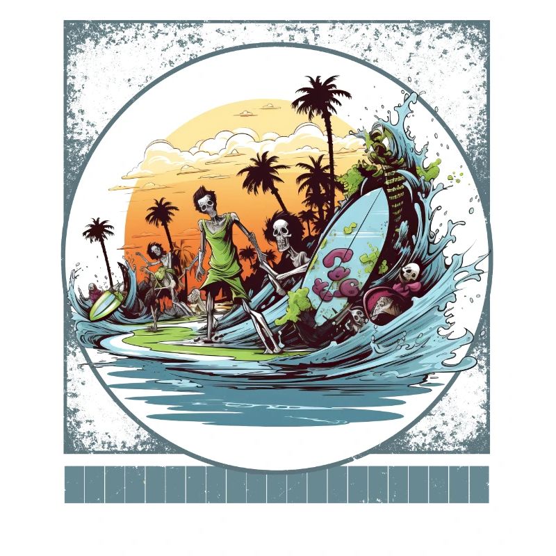 Zombie Surfer Tee, Halloween Beach Party
