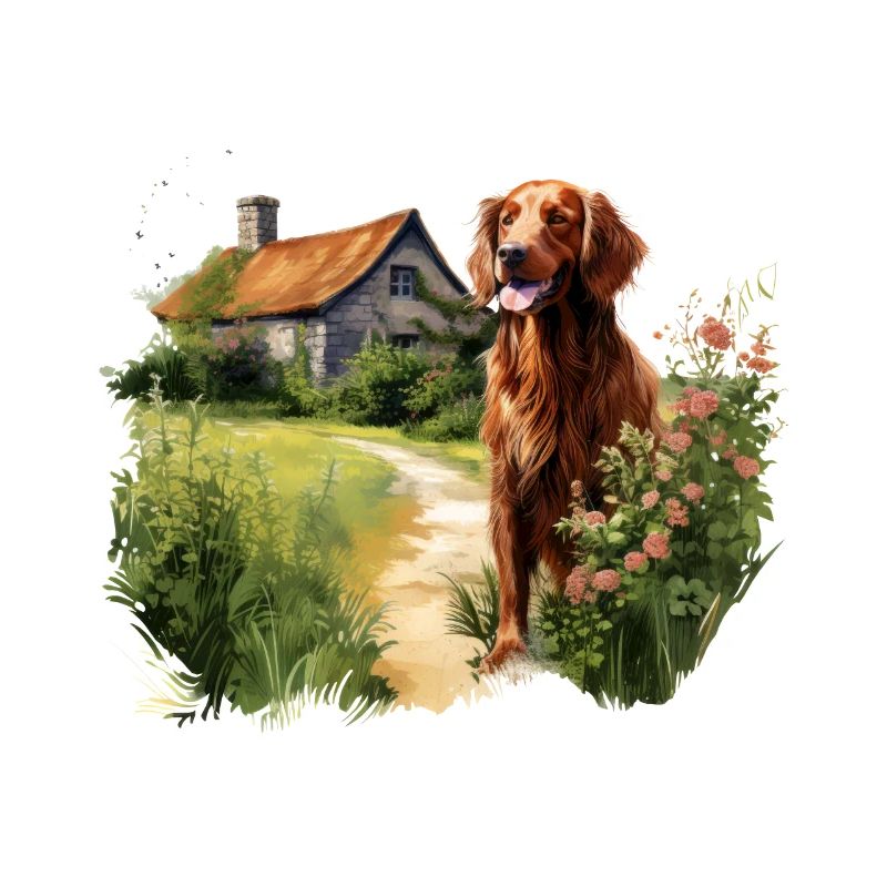 Irish Setter Emerald Dog Cottagecore Adventure