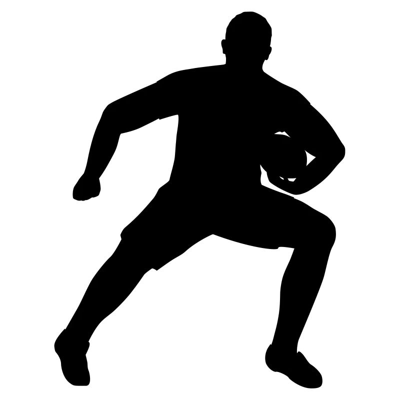 Rugby player defending ball