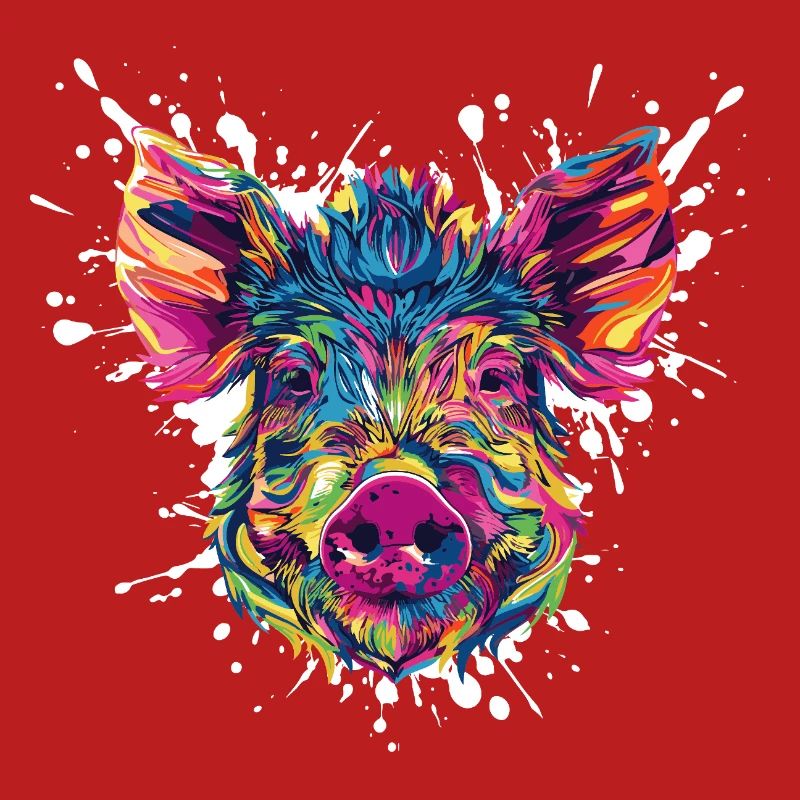 Colour explosion pig's head