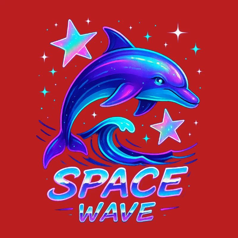 Neon Space Wave Dolphin Design