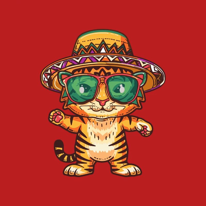 Tiger Comic Funny Sombrero