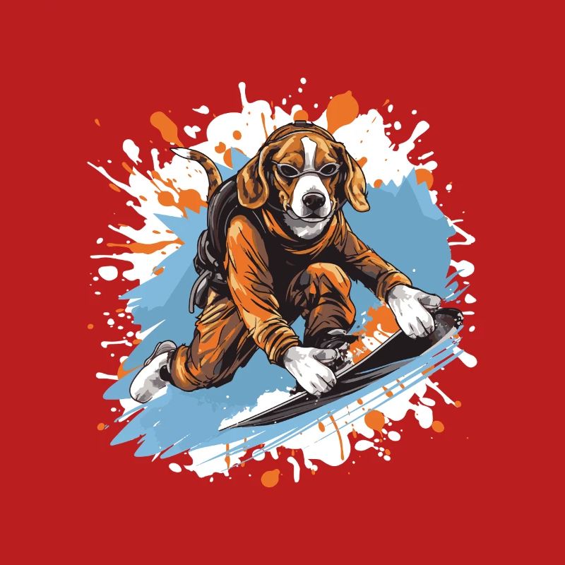 Beagle Hund Snowboard