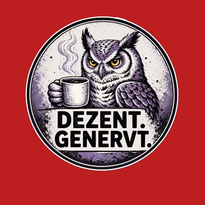 Dezent Genervt Eule mit Kaffee
