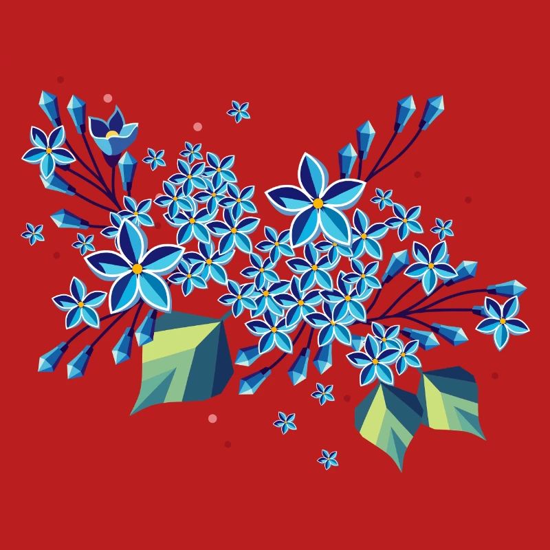 Branche de lilas – des tons bleus élégants dans un design moderne