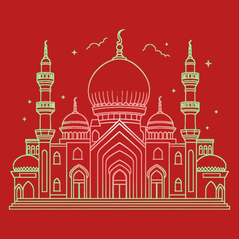 Moschee Stern Halbmond stilisiert grün oder schwarz