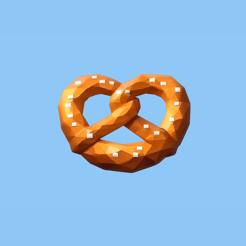 Low poly bretzel orange polygonal