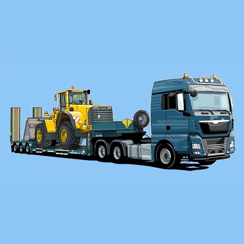 Tieflader mit Bagger