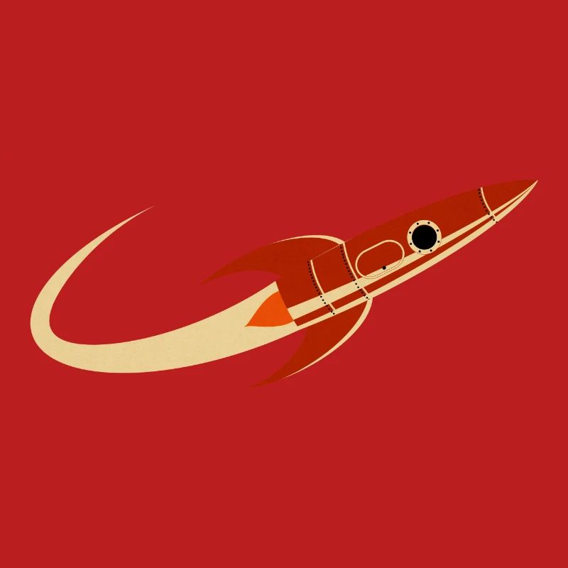 Fusée spatiale rouge
