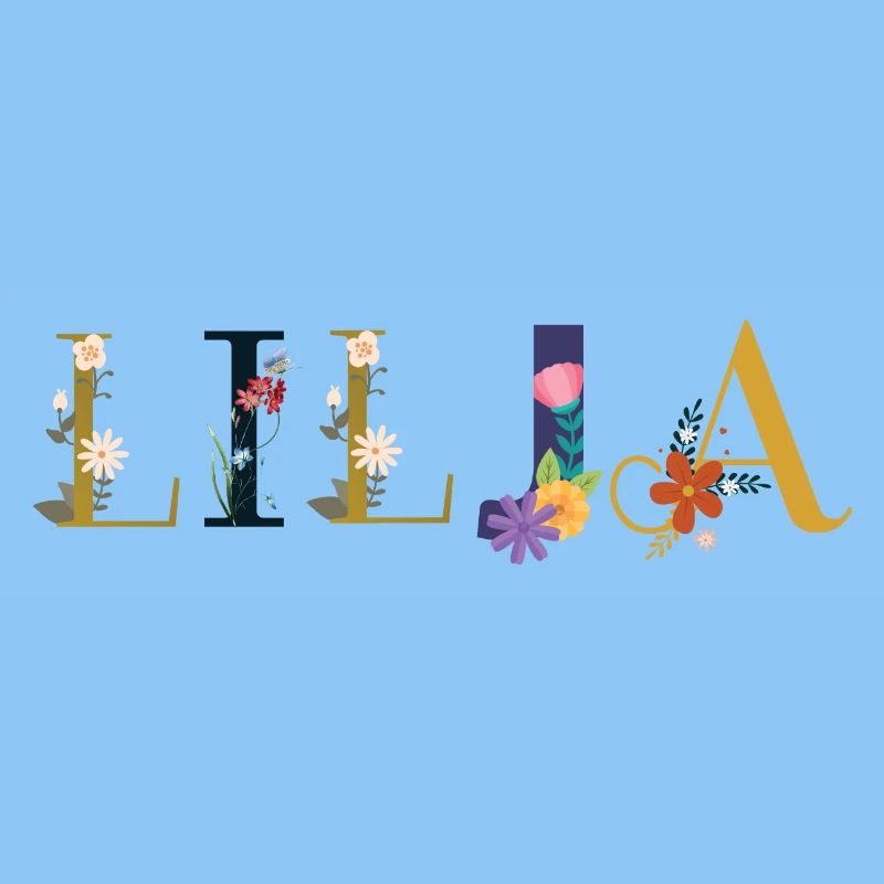 Le nom de LILJA décoré de fleurs