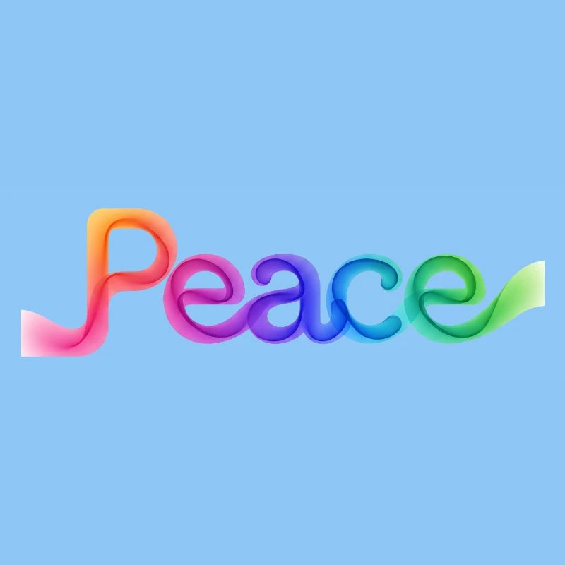 Farbige Peace-Schrift im Pfeildesign