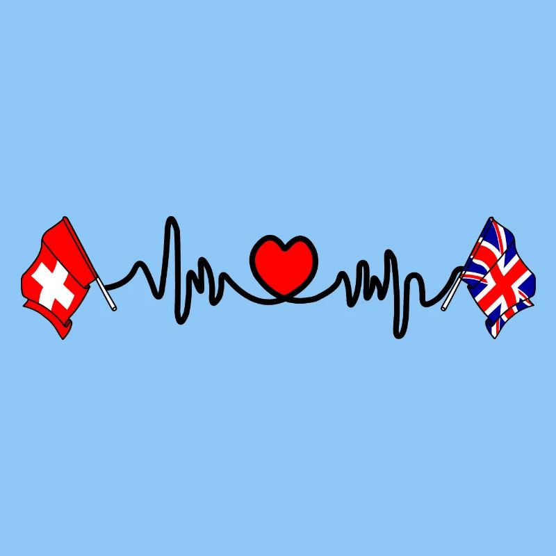 Cardio heart Drapeau Suisse, drapeau Angleterre