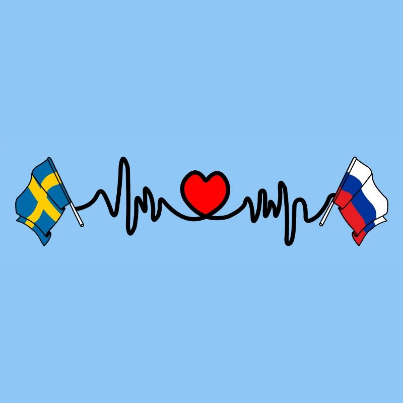 Cardio heart Drapeau Suède, drapeau Russie