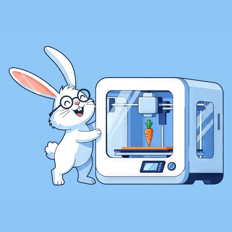 Lustiges Kaninchen Nerd Programmierer 3D Drucker