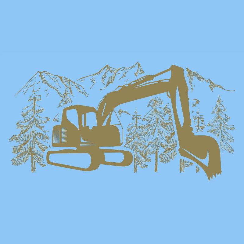 Bagger Silhouette Baugeräteführer Arbeit