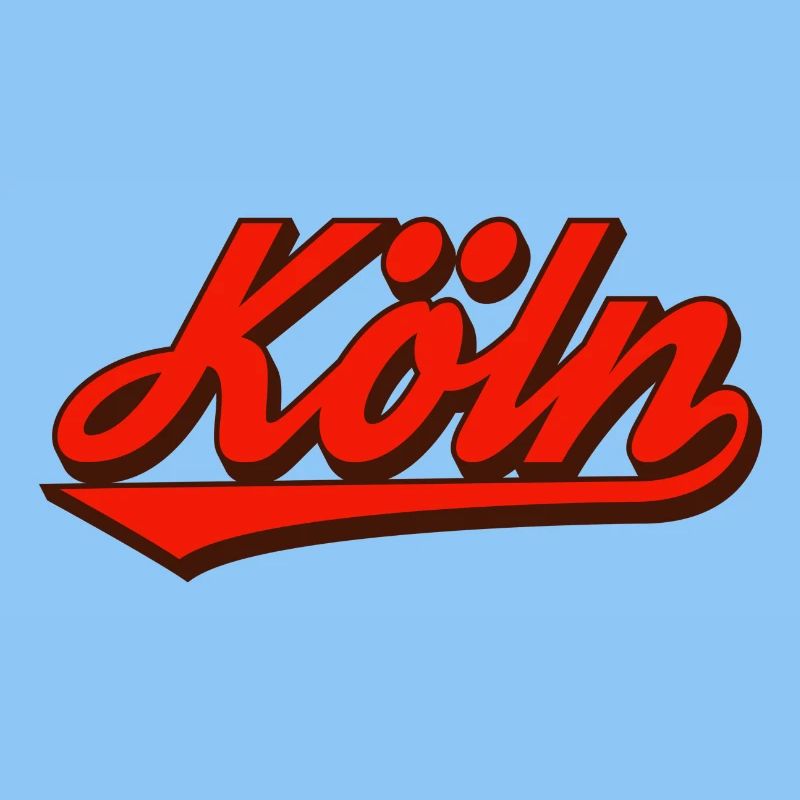 Cologne Retro Script Logo Red