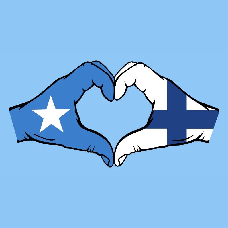 Somalie Finlande Drapeau Mains Coeur Forme