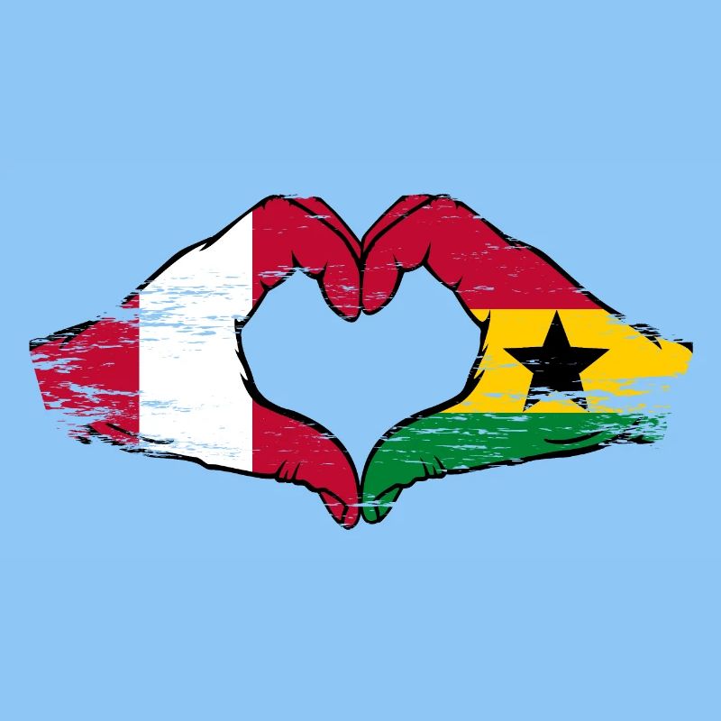 Peru Ghana flag hands heart shape used