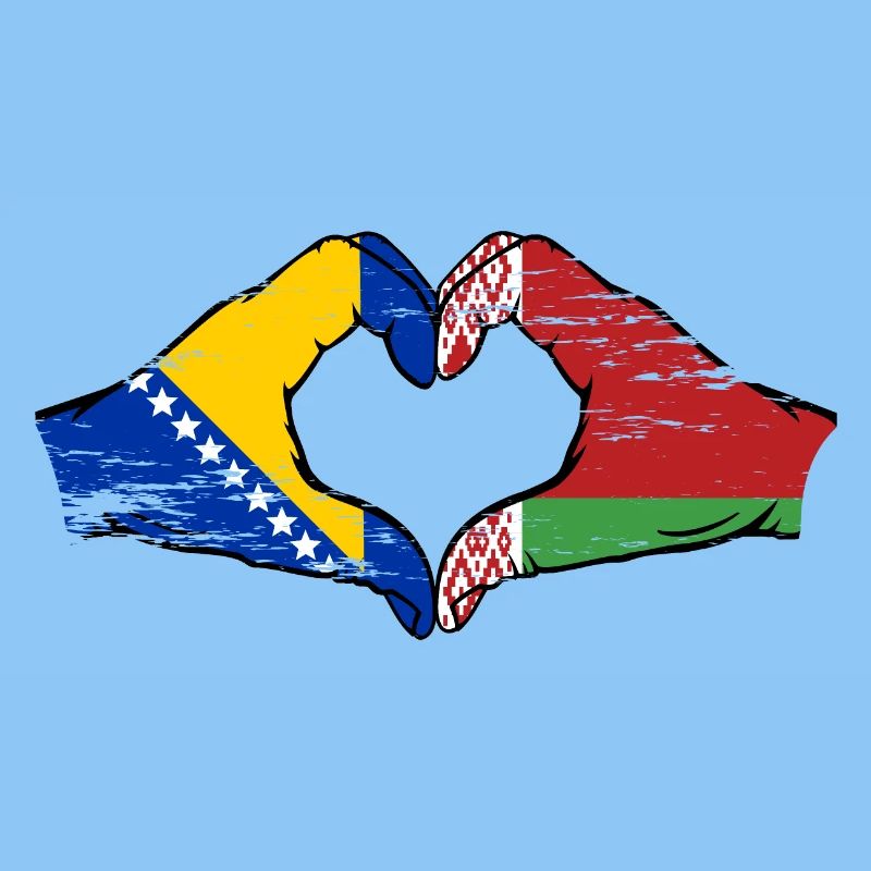 Bosnie Biélorussie drapeau mains forme de coeur utilisé
