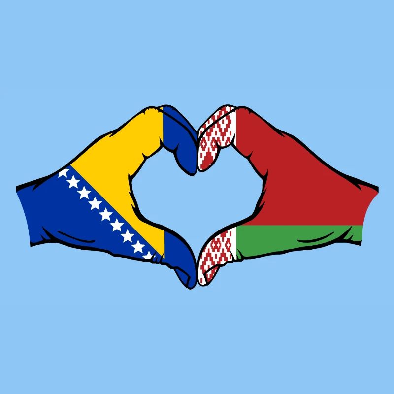 Bosnie Biélorussie drapeau mains coeur forme