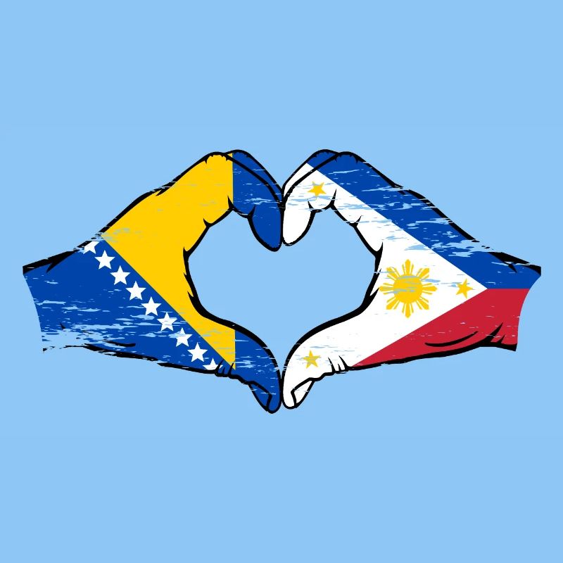 Bosnie Philippines drapeau mains forme de coeur utilisé
