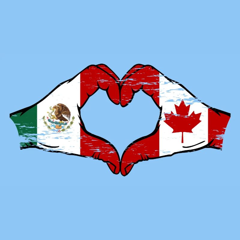 Mexique Canada drapeau mains forme coeur utilisé