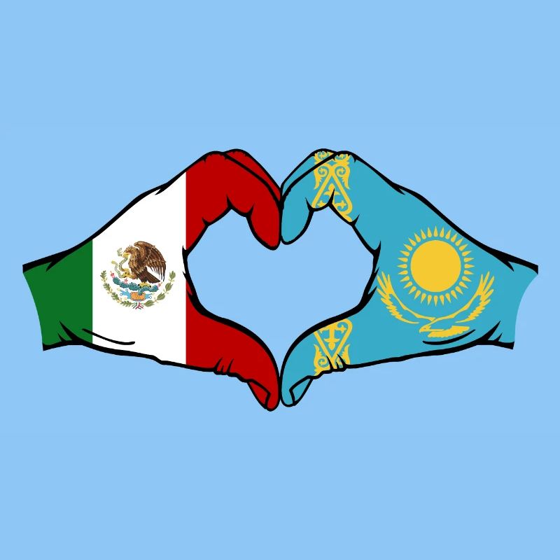 Mexiko Kasachstan Flagge Hände Herzform