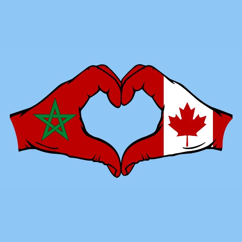 Maroc Canada Drapeau Mains Coeur Forme