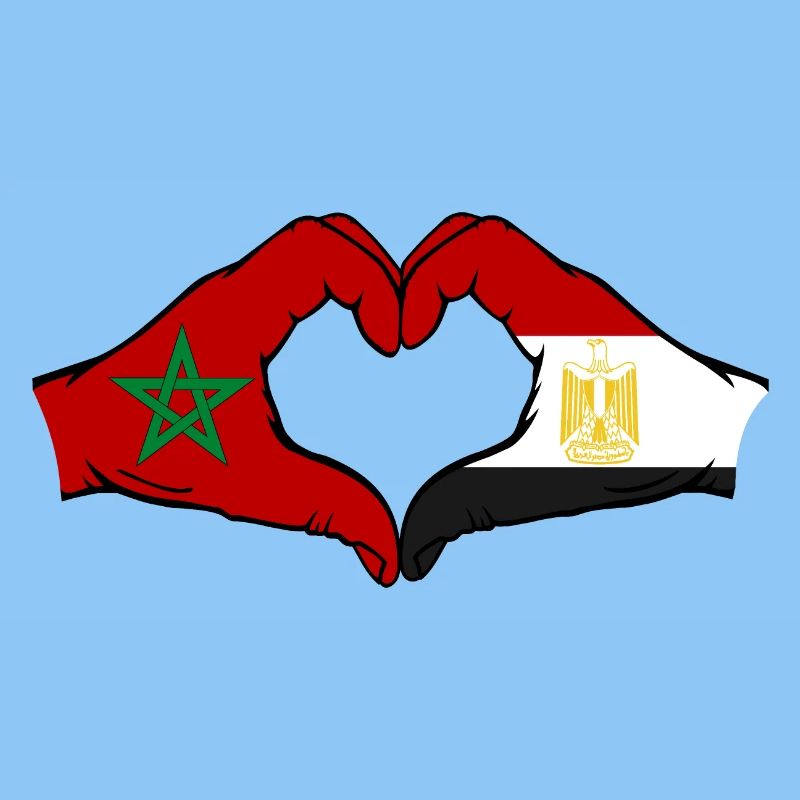 Morocco Egypt Flag Hands Heart Shape