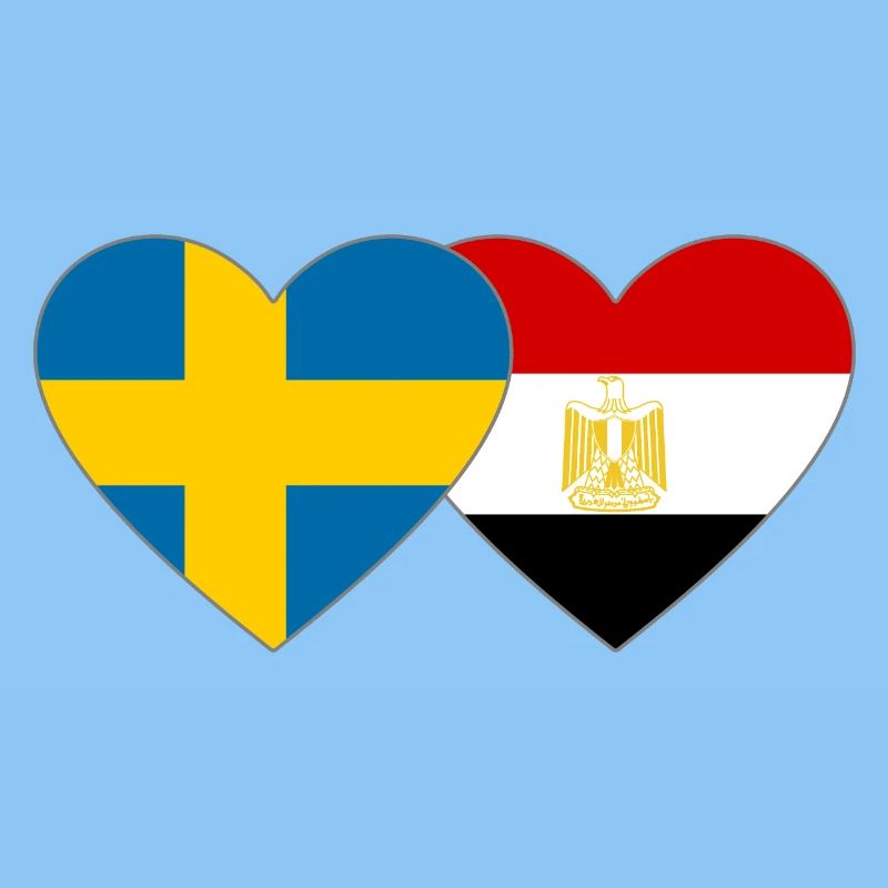 Suède Égypte Drapeau Mains Coeur Forme