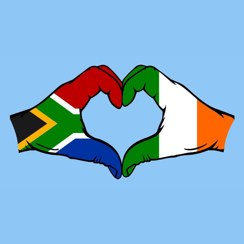 Afrique du Sud Irlande Drapeau Mains Coeur Forme