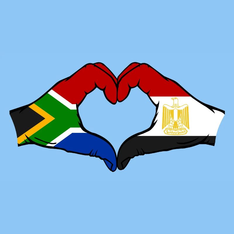 Afrique du Sud Égypte Drapeau Mains Coeur Forme