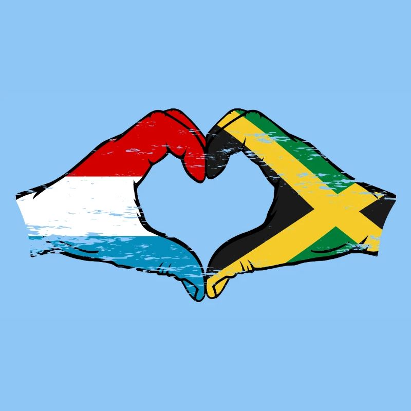 Luxembourg Drapeau de la Jamaïque mains forme de coeur utilisé