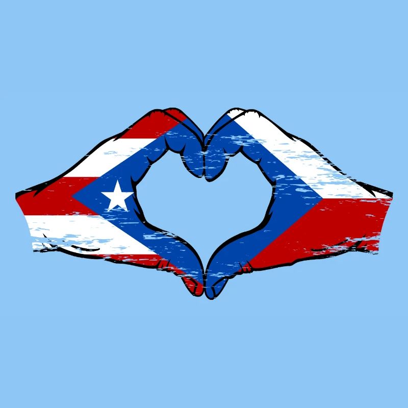 Porto Rico République tchèque drapeau mains forme coeur utilisé