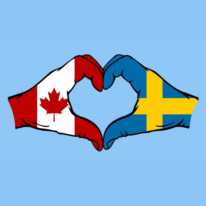 Canada Sweden Flag Hands Heart Shape
