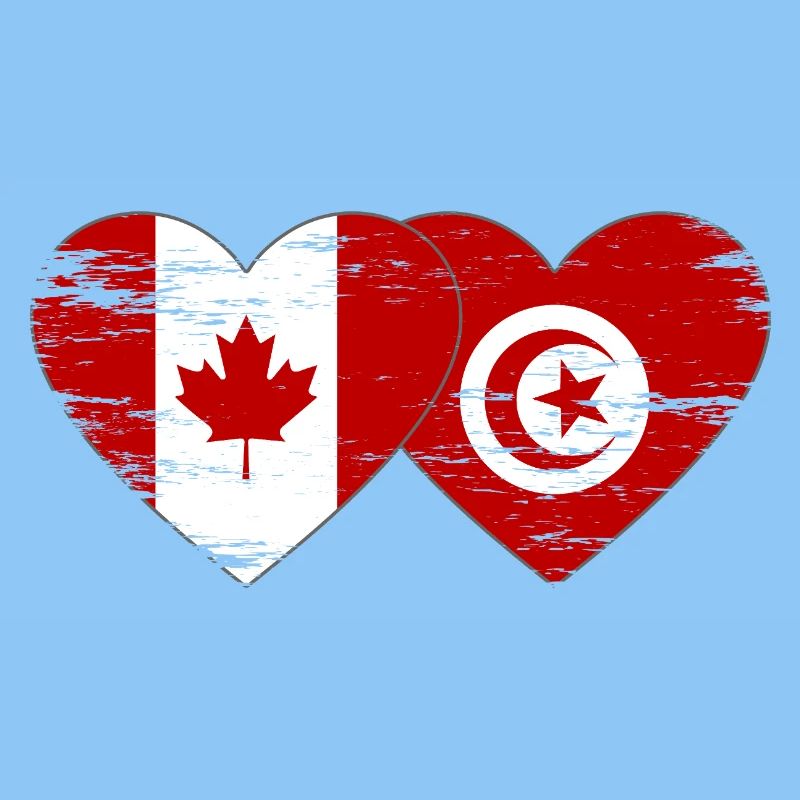 Canada Tunisia flag heart used