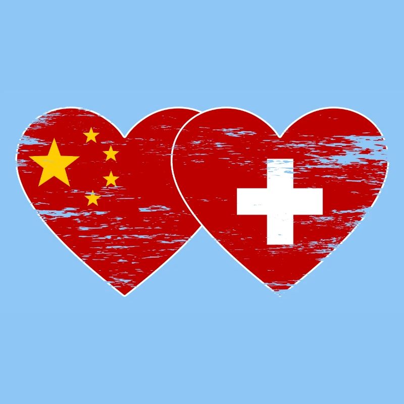 Chine Suisse Drapeau Coeur Utilisé