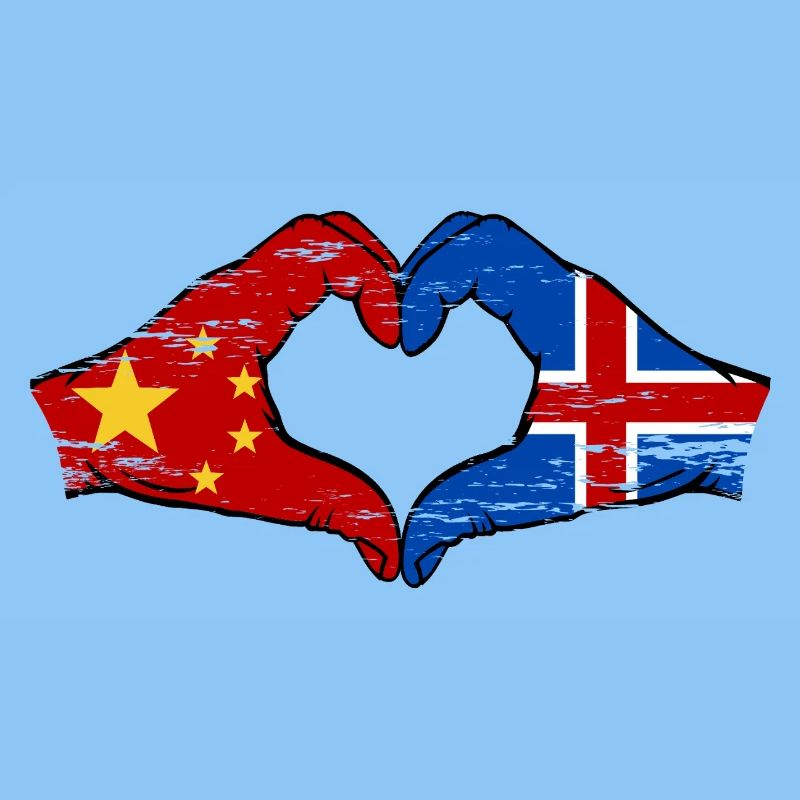 Aiguilles drapeau de l’île de Chine en forme de coeur utilisé