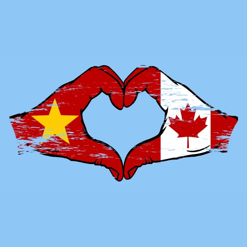 Vietnam Canada drapeau mains forme coeur utilisé